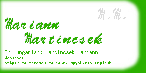 mariann martincsek business card